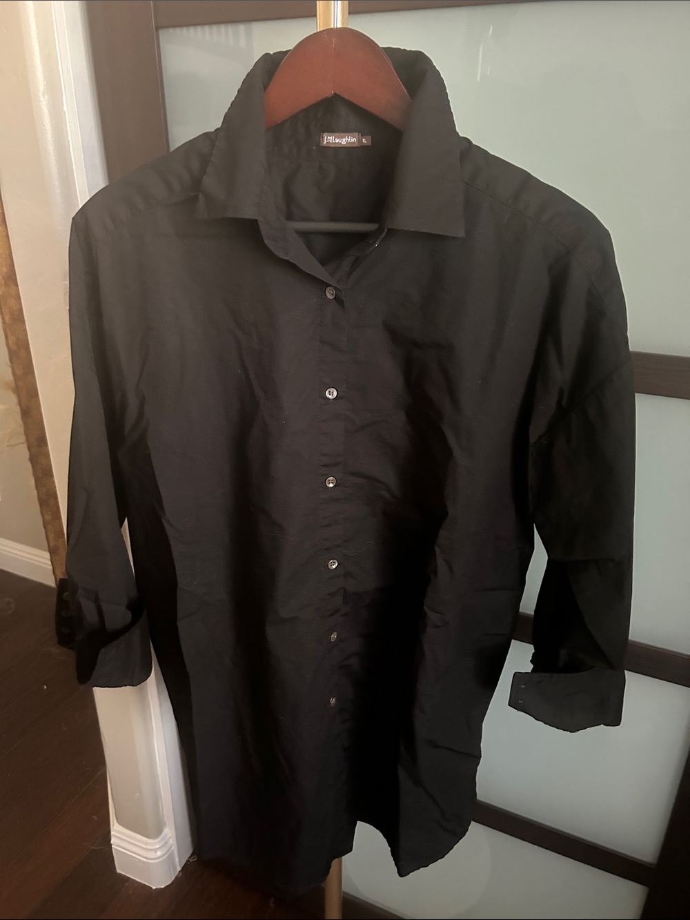 J. McLaughlin Black Button-Down Shirt
